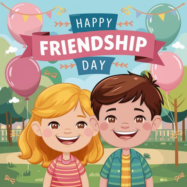 een poster voor vriendschapsdag met een jongen en een meisje