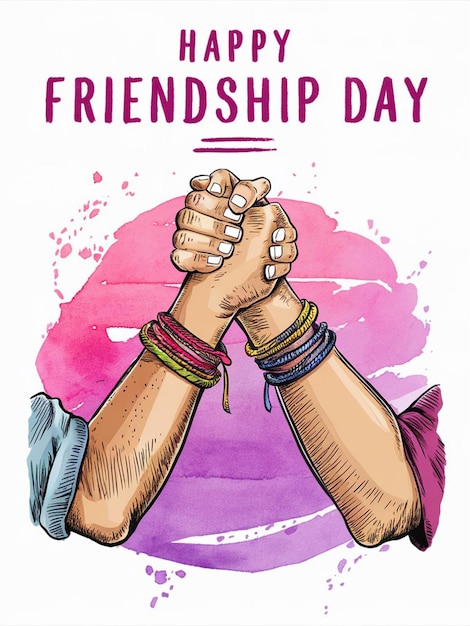 een poster voor vriendschapsdag met handen die elkaar vasthouden