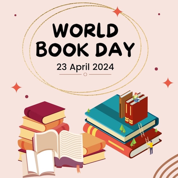 een poster voor werelddag met een boek getiteld werelddag