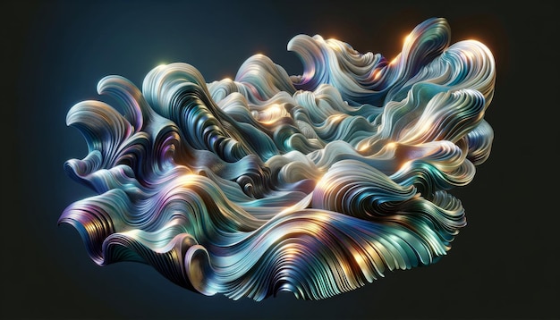 Foto een prachtig 3d-digitaal kunstwerk met een sculptuur van lichtgolven met een dynamisch gevoel van beweging