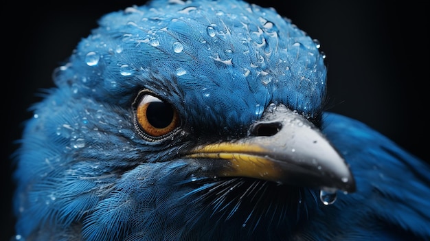 Een prachtig detail van een blauwe vogel