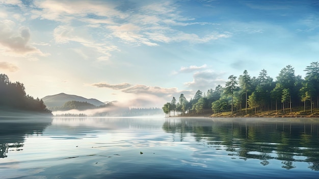 een prachtig landschap met een meer en bergen op de achtergrond