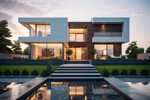 Een prachtig modern huis gegenereerd door Ai