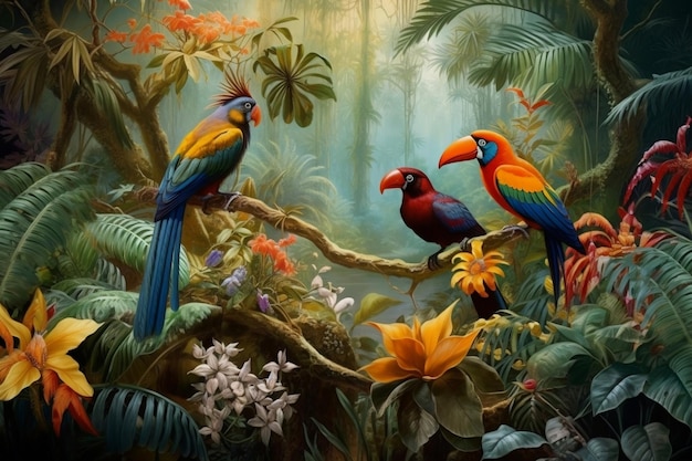 Een prachtig natuurschilderij met dieren in het wild in hun natuurlijke habitat Generative Ai