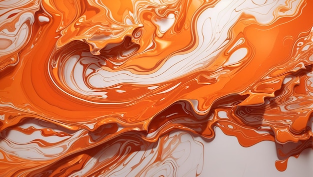 Een prachtig oranje kleur vloeibaar abstract achtergrondontwerpbehang gegenereerd door AI