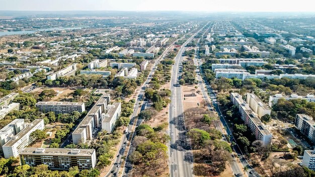 Een prachtig panoramisch en drone-luchtfoto van de hoofdstad van Brasilia in Brazilië