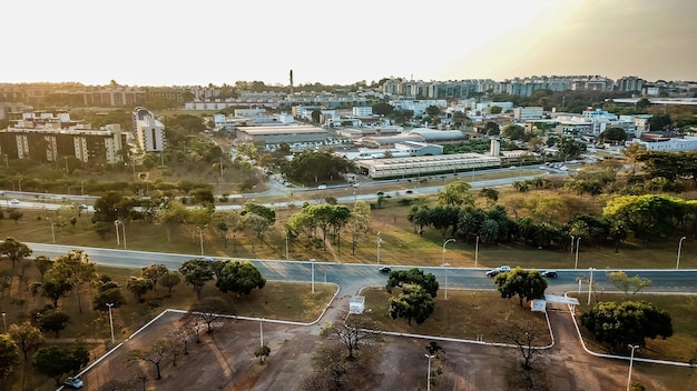 Een prachtig panoramisch en vanuit de lucht drone-uitzicht op de hoofdstad van Brasilia in Brazilië