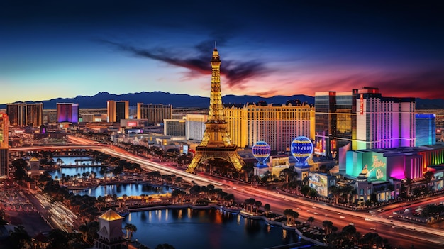 Een prachtig panoramisch uitzicht op Las Vegas.