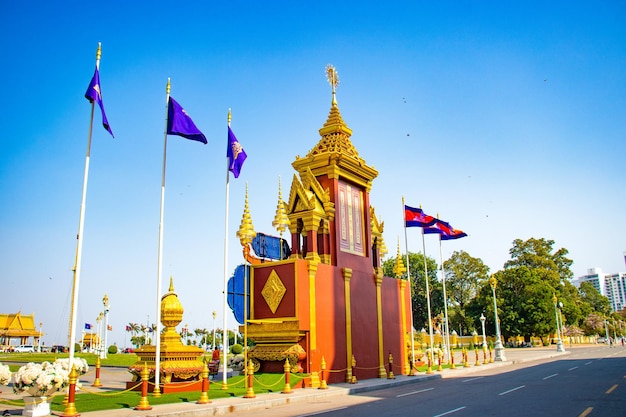 Een prachtig panoramisch uitzicht over de stad Phnom Penh in Cambodja