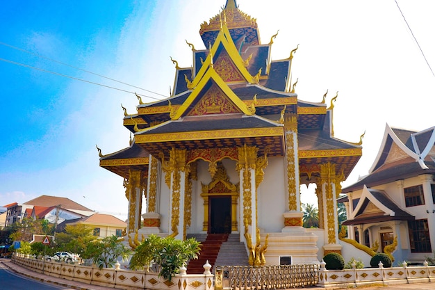 Een prachtig panoramisch uitzicht over de stad Vientiane in Laos