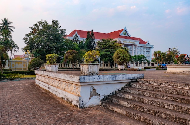 Een prachtig panoramisch uitzicht over de stad Vientiane in Laos