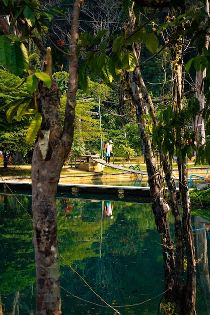 Foto een prachtig panoramisch uitzicht over vang vieng laos