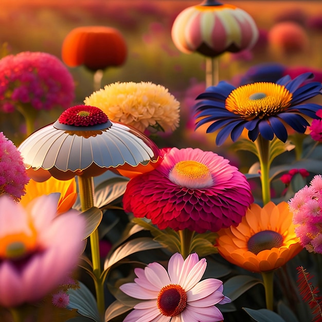 Een prachtig uitzicht in de zomer Mooi strand Mooi veld Mooie bloemen Ontspannend bed