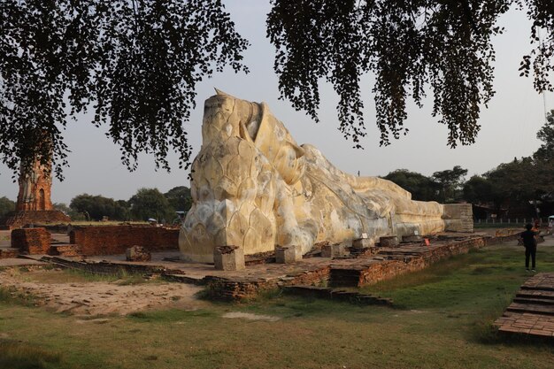 Een prachtig uitzicht op de boeddhistische tempel Wat Lokaya Sutharam in Ayutthaya Thailand