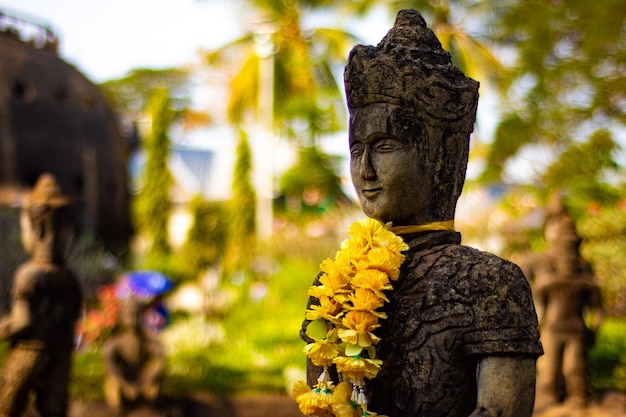 Een prachtig uitzicht op het Boeddhapark in Vientiane Laos