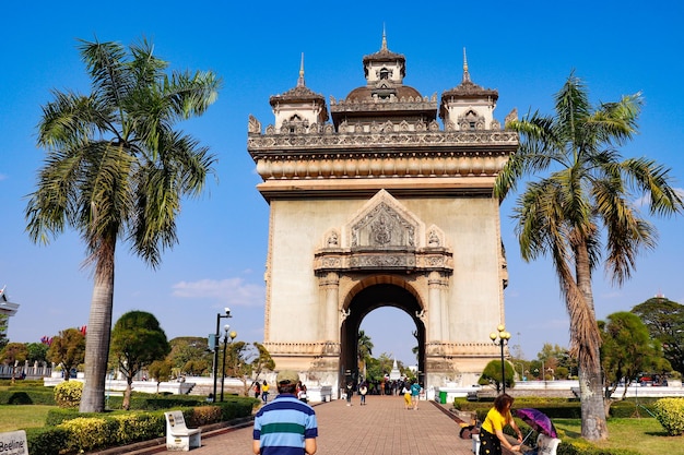 Een prachtig uitzicht op het Patuxay-monument in Vientiane Laos