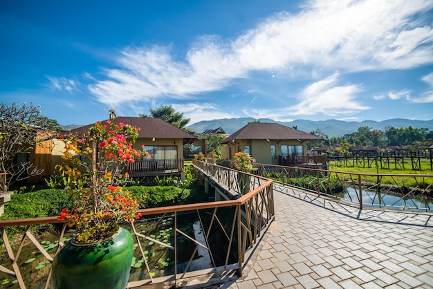 Een prachtig uitzicht op het resorthotel in Inle Lake Myanmar