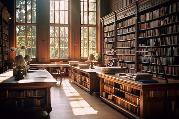 Een prachtige bibliotheek wacht op ontdekking Genatieve Ai