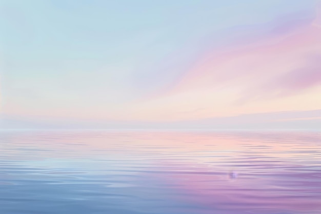 Een prachtige blauwe oceaan met een roze en paarse hemel