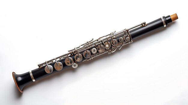 Foto een prachtige close-up van een klarinet met zijn elegante ontwerp en ingewikkelde details dit professionele instrument is perfect voor jazz klassieke of hedendaagse muziek