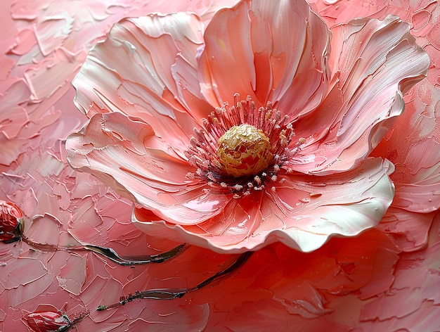 Een prachtige, delicate bloem in roze tinten.