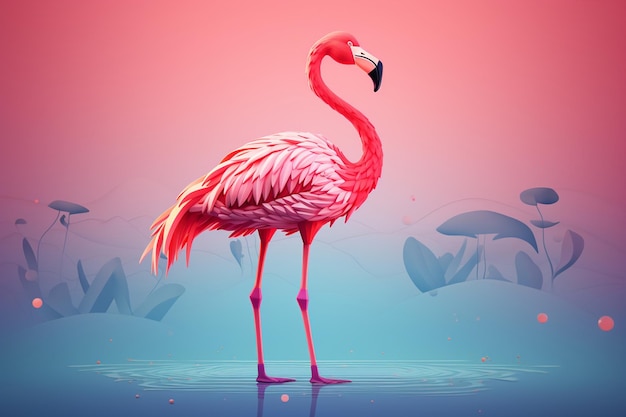 Een prachtige flamingo-papierkunststijl