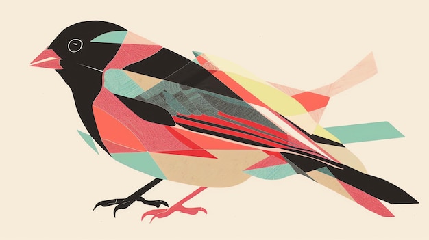Een prachtige illustratie van een kleurrijke vogel met een geometrisch patroon
