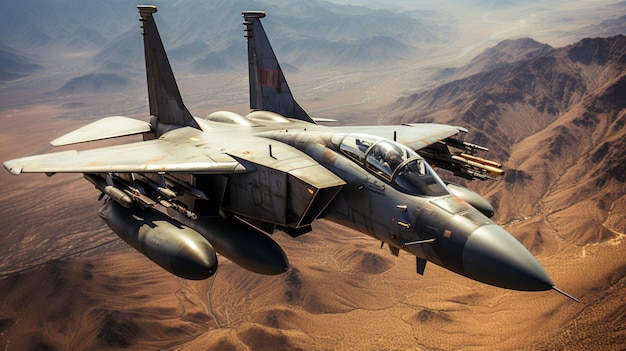 Foto een prachtige luchtfoto van het mcdonnell douglas f15e strike eagle-vliegtuig