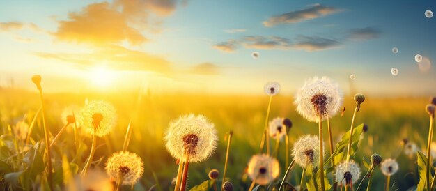 Een prachtige natuurlijke achtergrond in de zomer met gele paardenbloemen