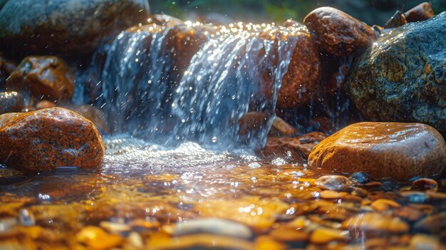 Een prachtige natuurlijke waterval op een kleine bergrivier