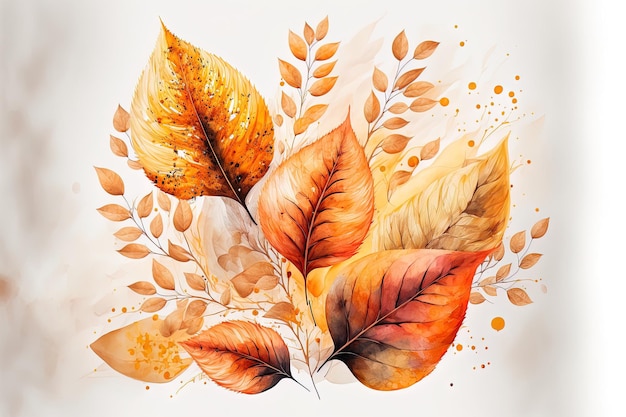 Een prachtige oranje herfstblad aquarel achtergrond