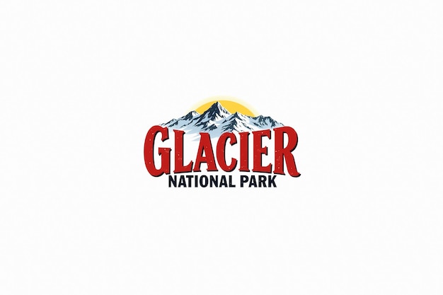 Een prachtige retro-ontwerptekst met het iconische Glacier National Park.