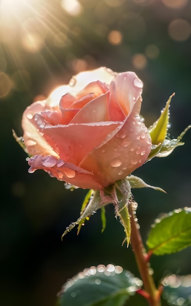 Foto een prachtige roze roos in de studio.