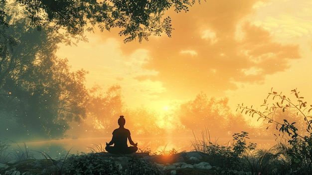 Een prachtige serene meditatie bij het meer.