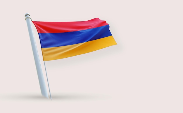 Een prachtige vlag voor Armenië op een witte achtergrond 3D-rendering