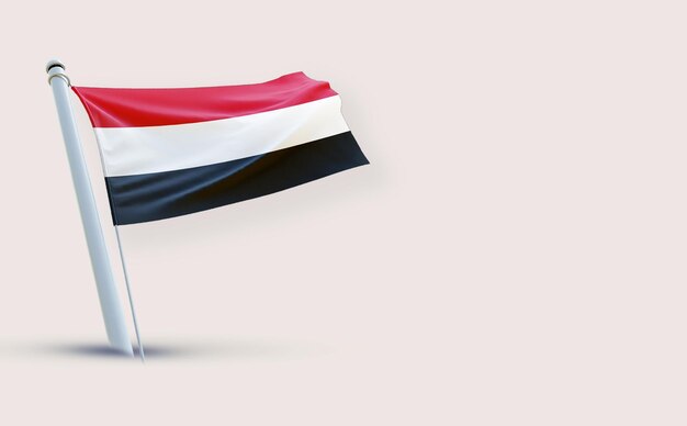 Een prachtige vlag voor Jemen op een witte achtergrond 3D-rendering