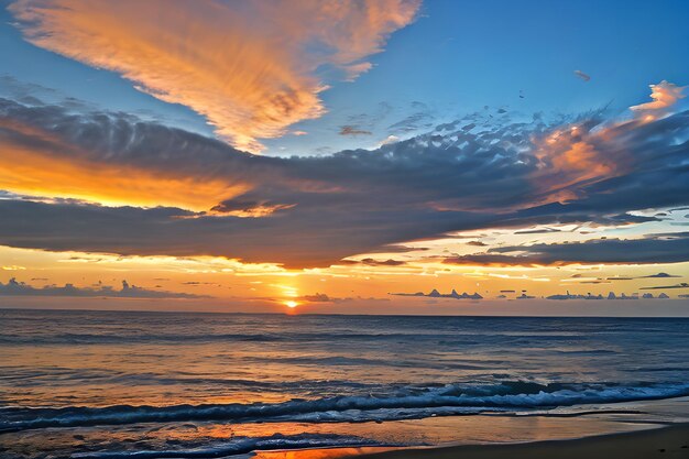 Een prachtige zonsondergang over de oceaan.