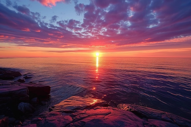 Foto een prachtige zonsondergang over lake superior