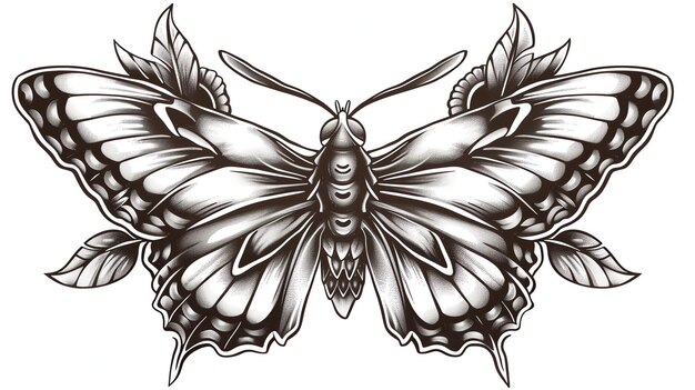 Foto een prachtige zwart-witte vlinder met ingewikkelde details