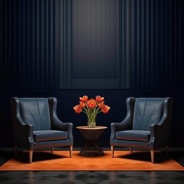 Een premium lounge-living met een trendy, modern interieurmodel Generative AI
