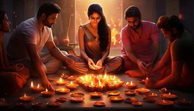 Foto een professionele diwali-poster om naar collega's te sturen