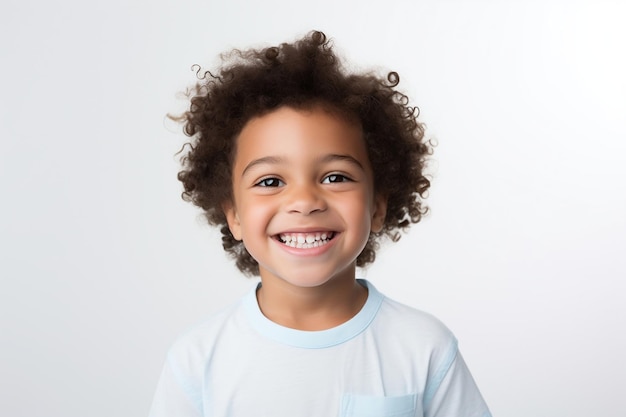 Een professionele portret studio foto van een schattig gemengd ras kind Generative Ai