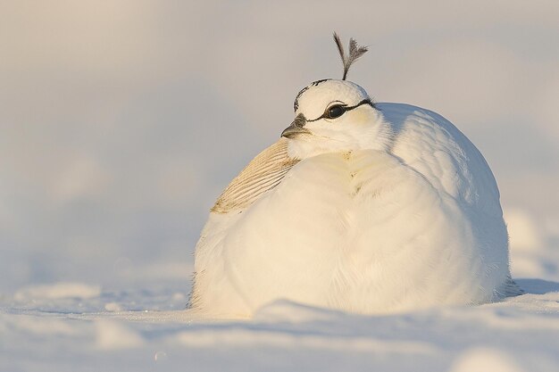 Een ptarmigan in de winter verenkleed