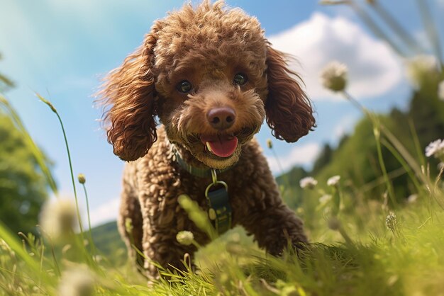 Een puppy in het gras