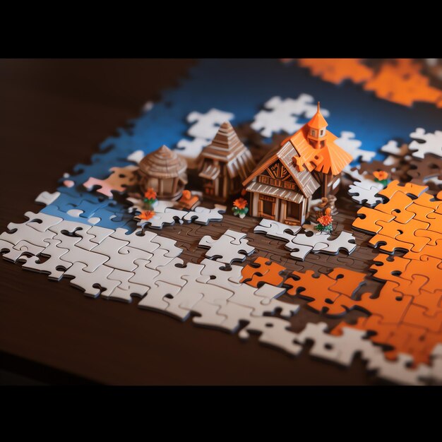 Een puzzel met een huis erop