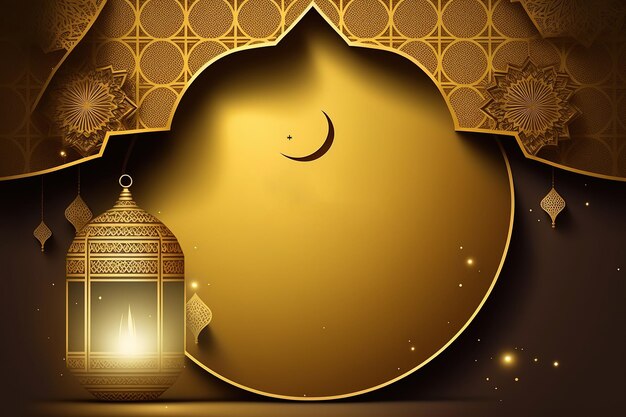 Foto een ramadan achtergrond met een lantaarn en de maan