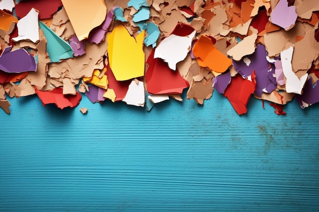 Foto een rangschikking van kleurrijke gescheurde papieren