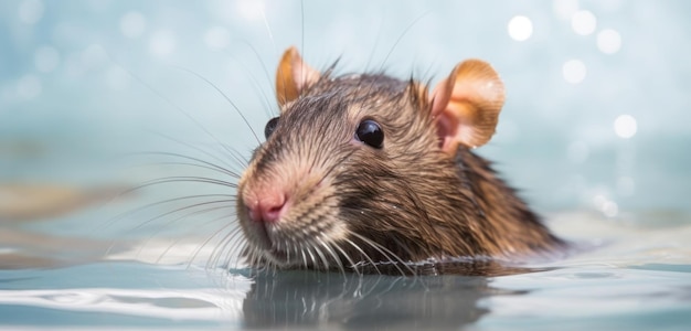 Een rat in een plas water