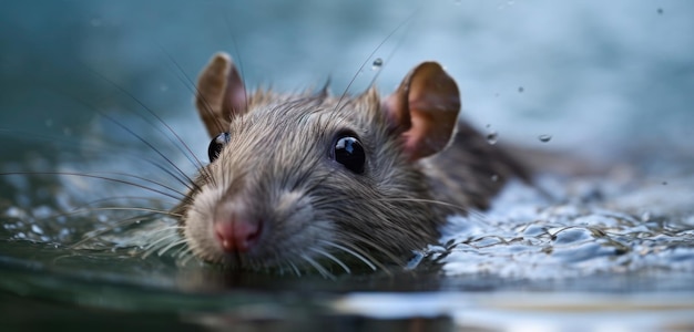 Een rat in een plas water