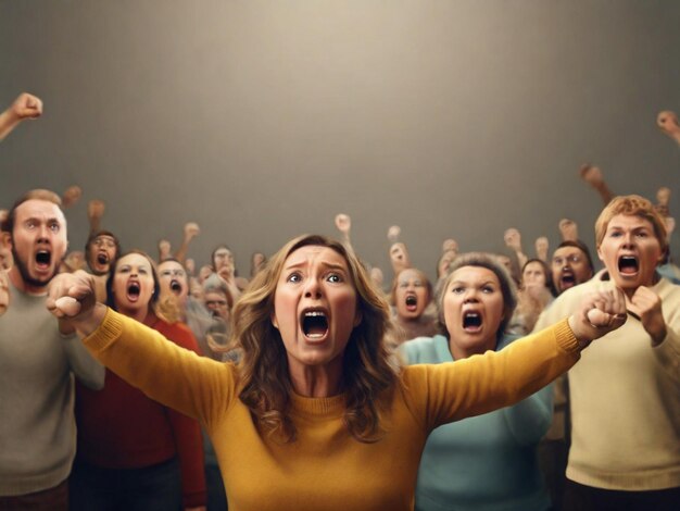 Foto een realistisch beeld van mensen die schreeuwen.